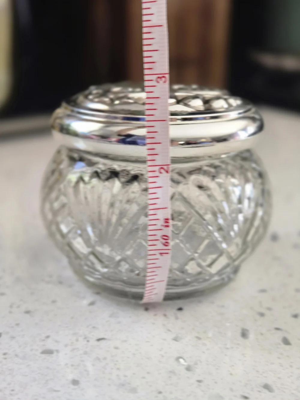 Vintage Avon Vanity Jar Glass With Embossed Patterned Silver-tone Lid